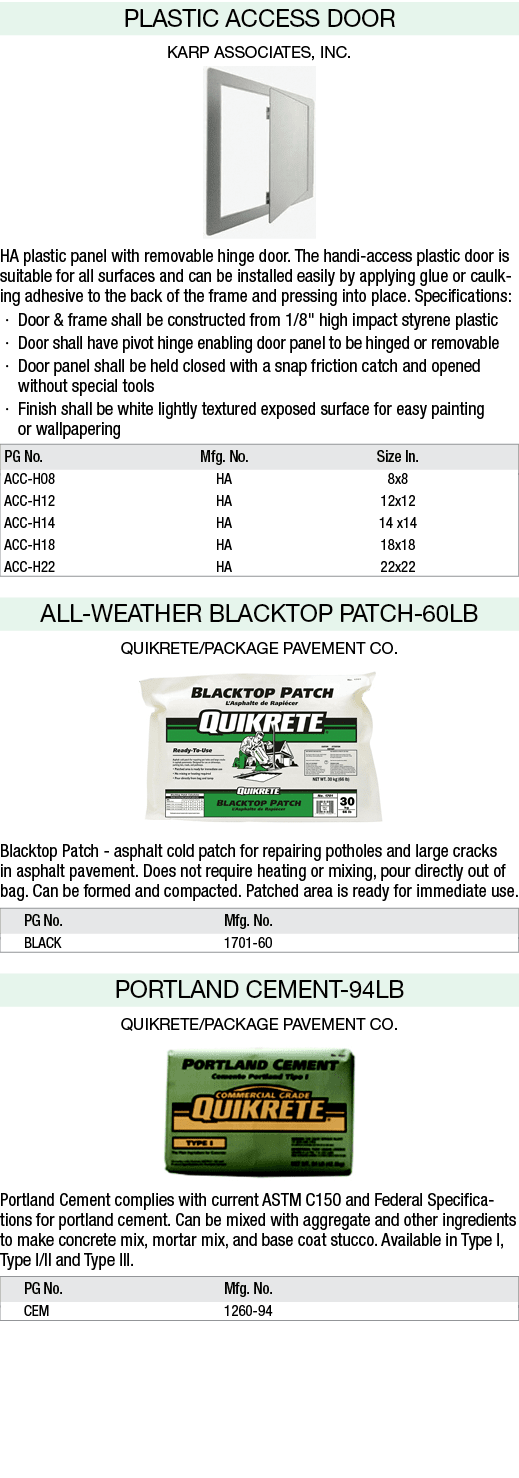 PLASTIC ACCESS DOOR KARP ASSOCIATES, INC. ￼ HA plastic panel with removable hinge door. The handi access plastic doo...