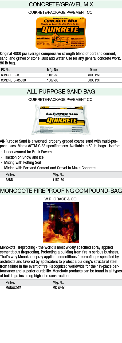 CONCRETE/GRAVEL MIX QUIKRETE/PACKAGE PAVEMENT CO. ￼ Original 4000 psi average compressive strength blend of portland...